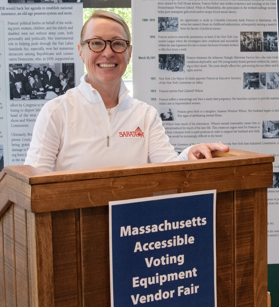Bridget Murphy greeting people at Fair